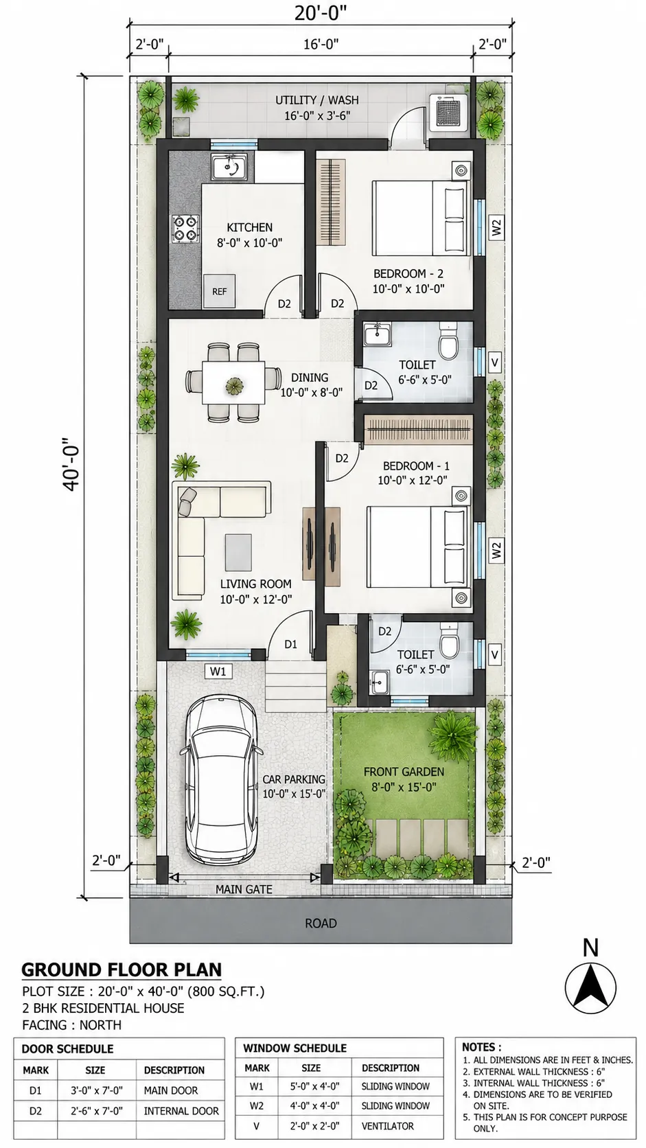 Modern 20x40 House Plan