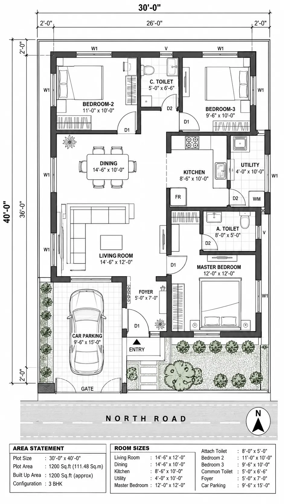 Modern 30x40 House Plan