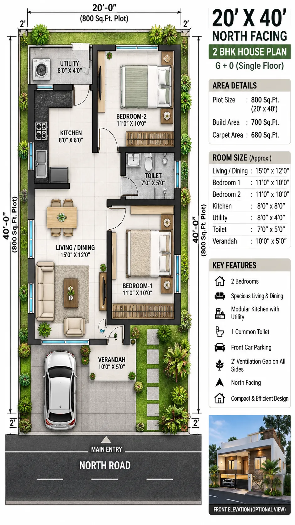 Modern 20x40 House Plan